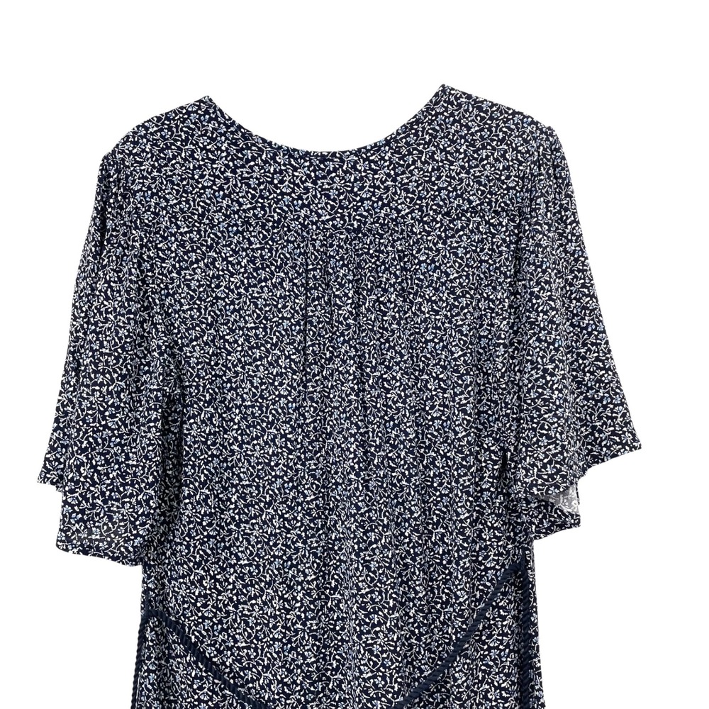 Faherty Orinda Mini Dress in Riverton Ditsy Floral Size XS blue tassel button up - Picture 7 of 9